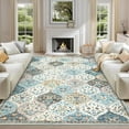 thumbnail image 1 of Hasoo Large Area Rug 10' x 13' Rug for Living Room Bedroom Floral Non-Slip Washable Accent Indoor Carpet, Light Blue, 1 of 5