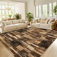 thumbnail image 1 of Hasoo Large Living Room Area Rug 10' x 13' Washable Indoor Carpet Brown Washable Modern Plaid Geometric Bordered Rug, 1 of 6