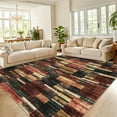 thumbnail image 1 of Hasoo Large Living Room Area Rug 10' x 13' Washable Indoor Carpet Red Washable Modern Plaid Geometric Bordered Rug, 1 of 6