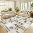 thumbnail image 1 of Hasoo Large Living Room Area Rug 9' x 12' Non Slip Indoor Carpet Khaki Washable Modern Plaid Geometric Bordered Rug, 1 of 6