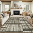 thumbnail image 1 of Hasoo Large Modern Area Rug 10' x 13' Rugs for Living Room Plaid Geometric Pattern Carpet, Brown, 1 of 6