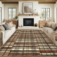 thumbnail image 1 of Hasoo Large Modern Area Rug 10' x 13' Rugs for Living Room Plaid Geometric Pattern Carpet, Red, 1 of 6