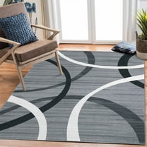 Hasoo Large Modern Area Rug 9' x 12' Rugs for Living Room Geometric Line Pattern Carpet, Gray