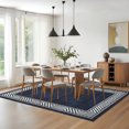 thumbnail image 1 of Hasoo Large Washable Rug 10' x 13' Area Rug for Living Room Modern Simulated Woven Texture Bordered Non-Slip Neutral Indoor Decor Carpet, Navy, 1 of 5