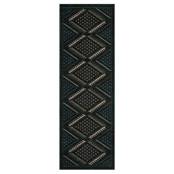 Hasoo Large Washable Rug 9' x 12' Area Rug for Living Room Modern Geometric Non-Slip Neutral Indoor Decor Carpet, Black