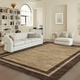 thumbnail image 1 of Hasoo Large Washable Rug 9' x 12' Area Rug for Living Room Modern Simulated Woven Texture Bordered Non-Slip Neutral Indoor Decor Carpet, Brown, 1 of 5