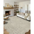 thumbnail image 1 of Hasoo Large Washable Rug 9' x 12' Area Rug for Living Room Scalloped Non-Slip Neutral Indoor Decor Printed Carpet with Braided Pattern, Beige, 1 of 6