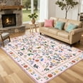 thumbnail image 1 of Hasoo Large Washable Rug 9' x 12' Area Rug for Living Room Vintage Floral Non Slip Neutral Indoor Decor Carpet, Pink, 1 of 6