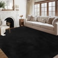 thumbnail image 1 of Hasoo Large Washable Rug 9' x 12' Soft Fluffy Area Rug with Non Slip Backing Modern Indoor Carpet for Dining Room, Black, 1 of 6