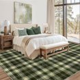 thumbnail image 1 of Hasoo Modern Area Rug for Living Room 4' x 6' Geometric Grid Distressed Non-Slip Indoor Floor Carpet, Dark Green, 1 of 5
