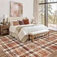 thumbnail image 1 of Hasoo Modern Area Rug for Living Room 4' x 6' Geometric Grid Distressed Non-Slip Indoor Floor Carpet, Orange Brown, 1 of 5