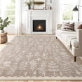 thumbnail image 1 of Hasoo Modern Area Rug for Living Room Durable Washable Floral Indoor Carpet Non Slip Rugs for Bedroom 5' x 7', Camel, 1 of 6