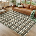 thumbnail image 1 of Hasoo Modern Checkered Pattern Indoor Green/Brown Area Rug for Dining Room Washable 8' x 10' Bedroom Carpet, 1 of 7