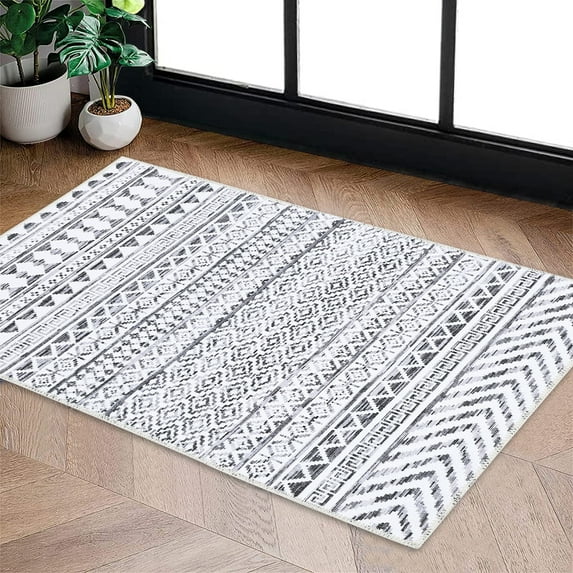 Hasoo Modern Decorative Rug, Grey Abstract Lines, Quality Carpet for Bedroom Dorm and Living Room, 2' x 4'