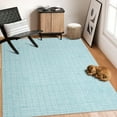 thumbnail image 1 of Hasoo Modern Indoor Neutral Carpet Geometric Plaid Area Rug for Living Room, Mint Blue 6' x 9', 1 of 6