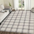 thumbnail image 1 of Hasoo Modern Plaid Non Slip Area Rug for Living Room Washable 5' x 7' Non Shedding Neutral Indoor Decor Carpet, Beige, 1 of 6