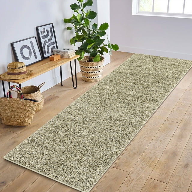 Hasoo Modern Runner Rug, 2' x 8' Shaggy Runner Rug with Rubber Backing