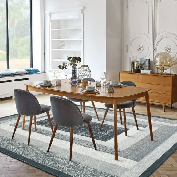Hasoo Modern Washable Area Rug 8' x 10' Rugs for Dining Room Abstract Geometric Pattern Carpet, Gray