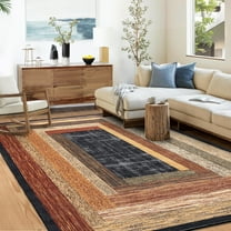 Hasoo Modern Washable Area Rug 8' x 10' Rugs for Dining Room Abstract Geometric Pattern Carpet, Red