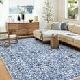 thumbnail image 1 of Hasoo Modern Washable Indoor Carpet 10' x 13' Blue Neutral Area Rug for Living Room Geometric Floral Pattern Non-slip polyester Room Decor Rug, 1 of 7