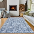 thumbnail image 1 of Hasoo Modern Washable Indoor Carpet 5' x 7' Blue Neutral Area Rug for Living Room Geometric Floral Pattern Non-slip polyester Room Decor Rug, 1 of 7