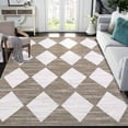 thumbnail image 1 of Hasoo Moroccan Rug for Living Room 8x10 Distressed Washable Rugs Geometric Carpet for Bedroom, Brown, 1 of 7