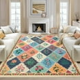 thumbnail image 1 of Hasoo Orange Washable Area Rugs 8' x 10' Rug for Living Room Floral Modern Trellis Non Slip Throw Indoor Carpet, 1 of 6
