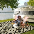thumbnail image 1 of Hasoo Outdoor Rug Portable Premium Plastic Geometric Floral Pattern for Large Patio Deck Sunroom RV Camping Brown 8 x 10 ft, 1 of 5