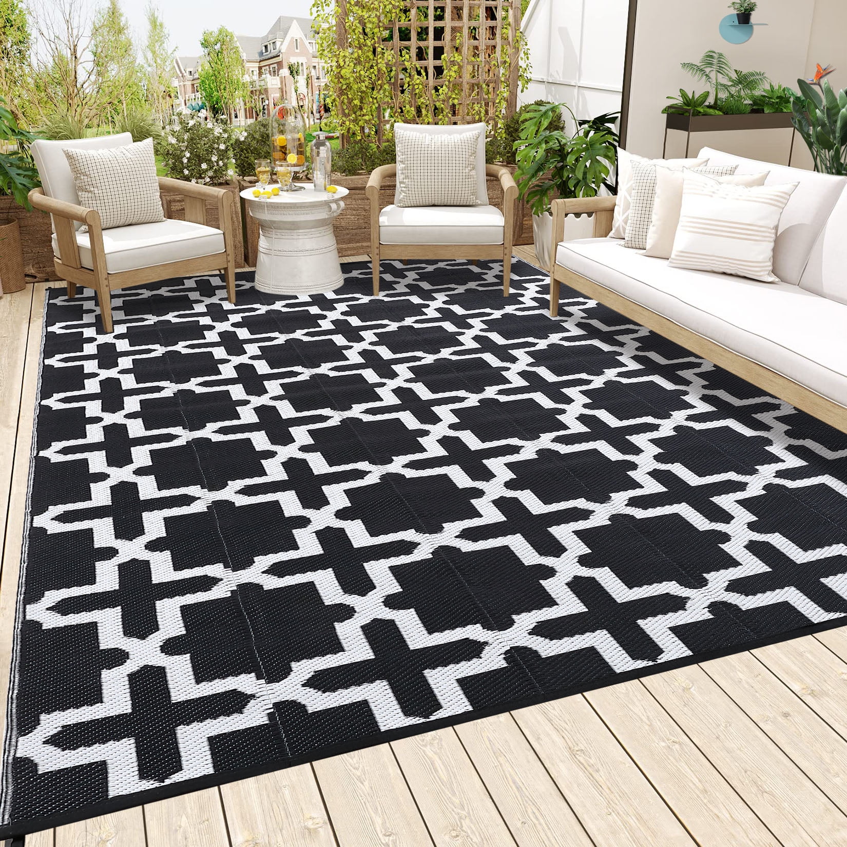 Hasoo Outdoor Rug Waterproof Premium Polypropylene Geometric Area Rug ...