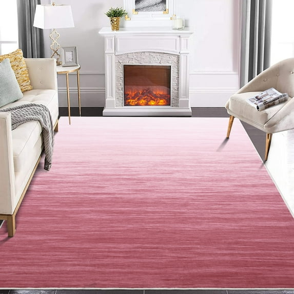 Hasoo Pink Transitional Large Area Rug Washable Non-Slip Area Rug for Living Room Bedroom, 10' x 13'