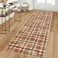 thumbnail image 1 of Hasoo Runner 2' x 6' Geometric Grid Throw Rug with Rubber Backing Kitchen Rug Soft No Shedding Floor Mat, Orange Brown, 1 of 5