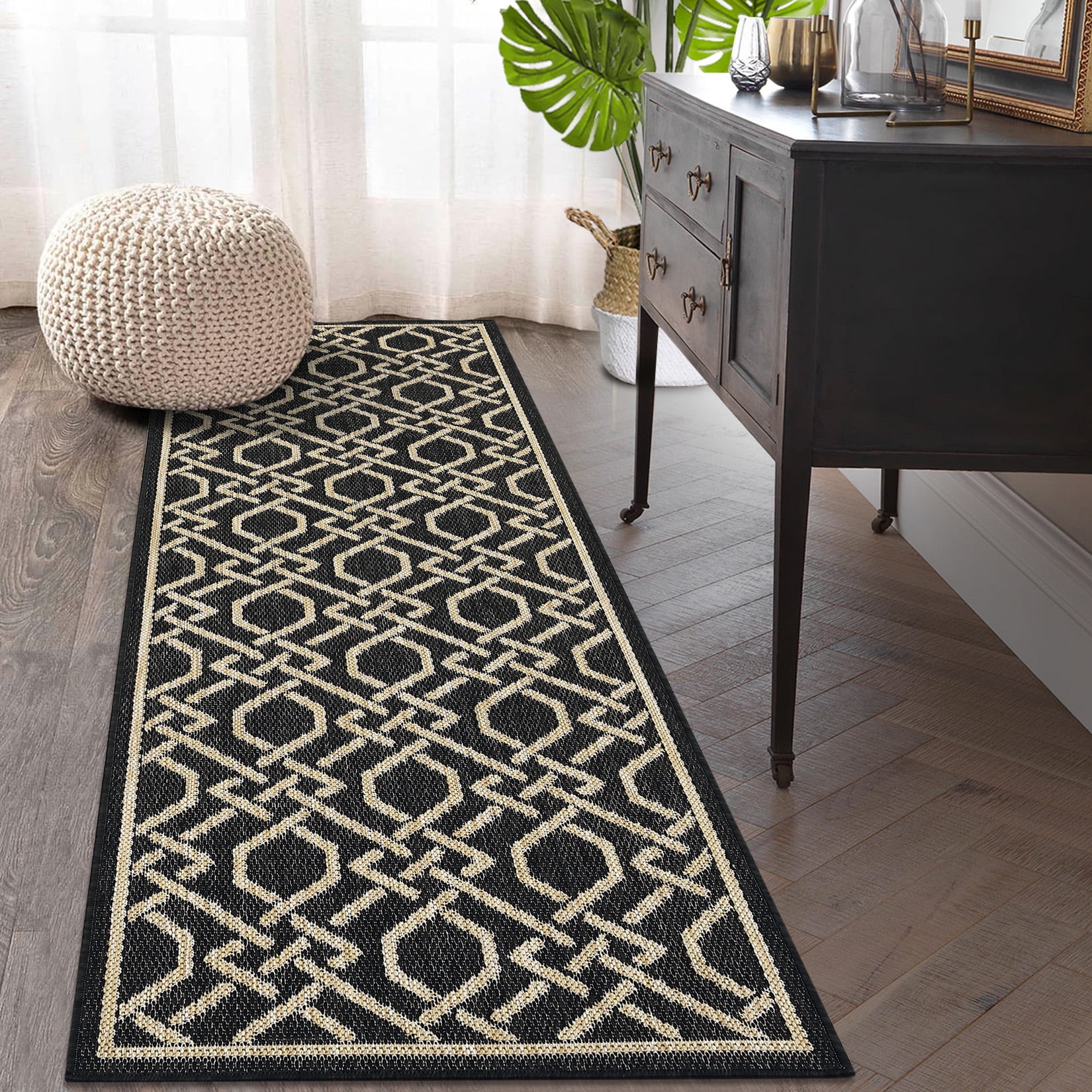 Hasoo Runner Rug 2'3" x 7'3" Textured Weave Indoor/Outdoor Rug Easy ...