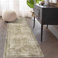 thumbnail image 1 of Hasoo Runner Rug 2' x 6' Bohemian Hallway Rug Kitchen Washable Rug Floral Non Slip With Rubber Backing Thin Vintage Carpet for Bedroom Laundry Room Living Room Brown, 1 of 6
