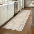 thumbnail image 1 of Hasoo Runner Rug 2'x 6' Non-Slip Washable Low Pile Checkered Geometric Print for Kitchen Indoor Beige, 1 of 5