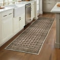 thumbnail image 1 of Hasoo Runner Rug 2'x 6' Non-Slip Washable Low Pile Checkered Geometric Print for Kitchen Indoor Brown, 1 of 5
