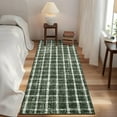 thumbnail image 1 of Hasoo Runner Rug 2'x 6' Non-Slip Washable Low Pile Checkered Geometric Print for Kitchen Indoor Green, 1 of 5