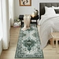 thumbnail image 1 of Hasoo Runner Rug 2' x 6' Retro Accent Floral Rugs Oriental Bedroom Living Room Carpet, Green, 1 of 5