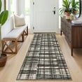 thumbnail image 1 of Hasoo Runner Rug 2' x 6' Washable Rugs for Hallway Plaid Geometric Pattern Carpet Modern Rug, Green/Brown, 1 of 6