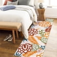 thumbnail image 1 of Hasoo Runner Rug 2' x 8' Vintage Orange Area Rug Foldable Non-Slip Floral Print Indoor Thin Carpet for Kitchen Bathroom Bedroom Living Room Entryway Hallway, 1 of 6