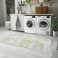 thumbnail image 1 of Hasoo Runner Rug 2x6 Abstract Sketch Distressed Rug Machine Washable Hallway Rug, Yellow, 1 of 7