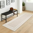 thumbnail image 1 of Hasoo Runner Rug 2x6 Non-Slip Washable Low Pile Checkered Bordered Print for Kitchen Indoor Beige, 1 of 5