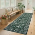 thumbnail image 1 of Hasoo Runner Rug 2x6 Non-Slip Washable Low Pile Floral Print for Kitchen Indoor Green, 1 of 5