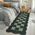 thumbnail image 1 of Hasoo Runner Rug 2x6 Non-Slip Washable Low Pile Scalloped Checkered Print for Kitchen Indoor Black/Green, 1 of 5