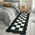 thumbnail image 1 of Hasoo Runner Rug 2x6 Non-Slip Washable Low Pile Scalloped Checkered Print for Kitchen Indoor Black/White, 1 of 5