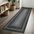 thumbnail image 1 of Hasoo Runner Rug 2x8 Non-Slip Washable Low Pile Braided Print for Kitchen Indoor Black/Gray Carpet, 1 of 6
