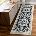 thumbnail image 1 of Hasoo Runner Rug 2x8 Rug for Living Room Shag Rug Vintage Boho High Low Pile Medallion Throw Rugs, Navy, 1 of 7