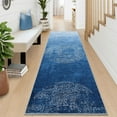 thumbnail image 1 of Hasoo Runner Rug for Hallway Modern Ombre Medallion Pattern Premium Polyester Navy Area Rug, 2' x 6', 1 of 6