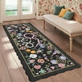 thumbnail image 1 of Hasoo Scalloped Runner Rug 2x6 Non-Slip Washable Low Pile Floral Snake Print for Kitchen Indoor Black, 1 of 5