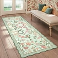 thumbnail image 1 of Hasoo Scalloped Runner Rug 2x6 Non-Slip Washable Low Pile Floral Snake Print for Kitchen Indoor Green, 1 of 5