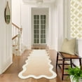 thumbnail image 1 of Hasoo Scalloped Runner Washable 2' x 6' Throw Rug for Hallway Enterway Neutral Indoor Beige Ombre Printed Bordered Carpet, 1 of 5